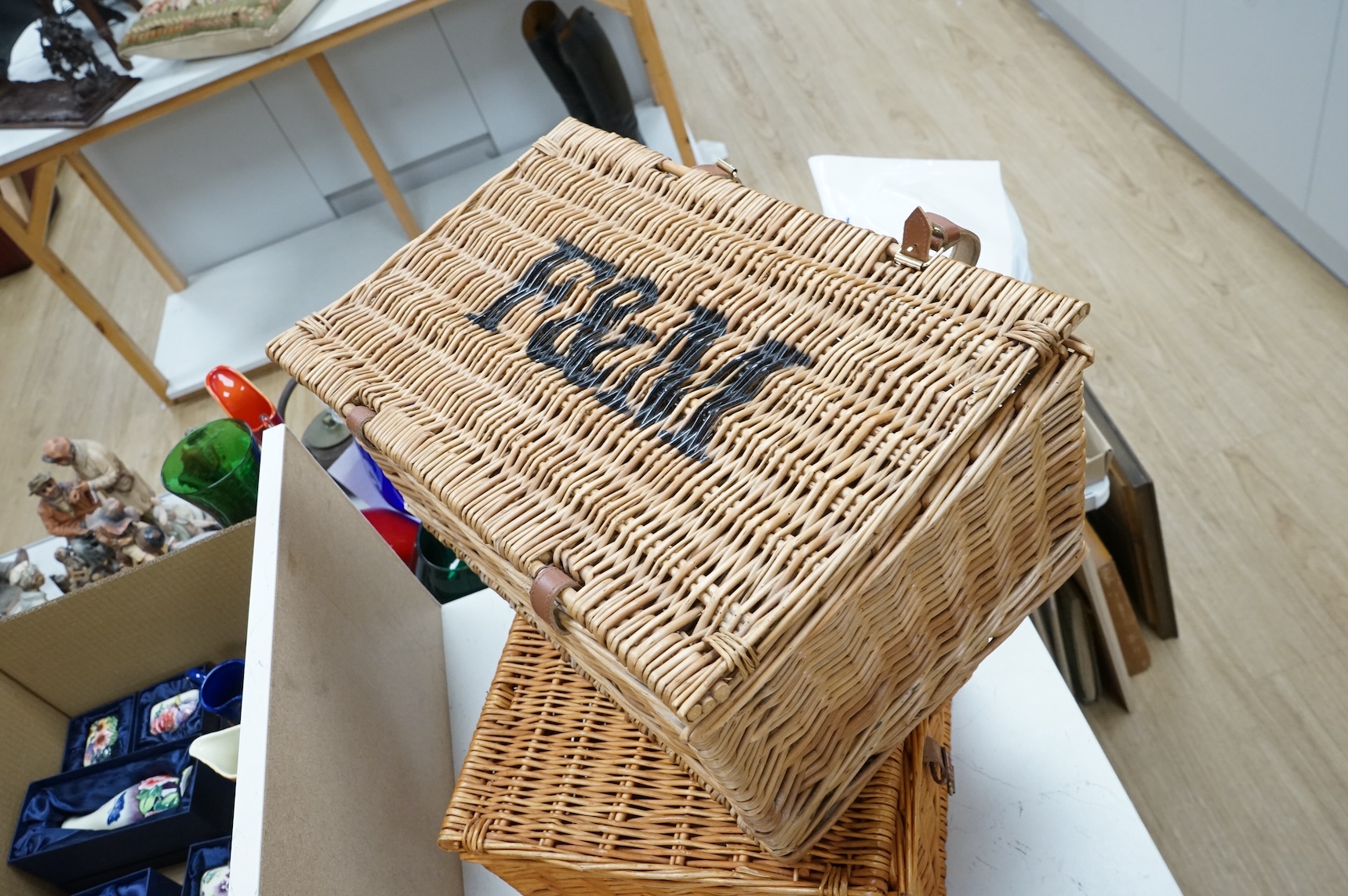 Two Fortnam and Masons picnic baskets hampers 51cm x 24cm